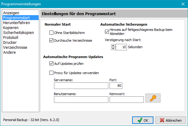 Programmstart