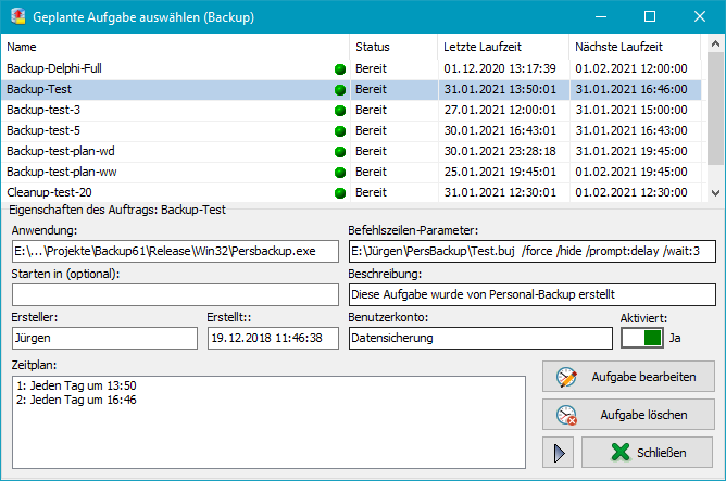 Geplante Aufgaben