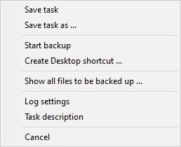 Task menu