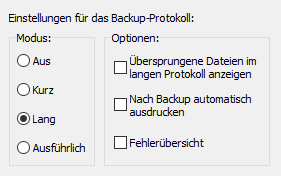 Protokolleinstellungen