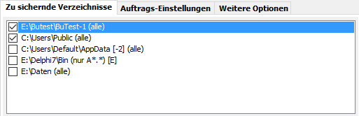 zu sichernde Verzeichnisse
