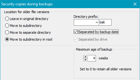 Security copies in root directory