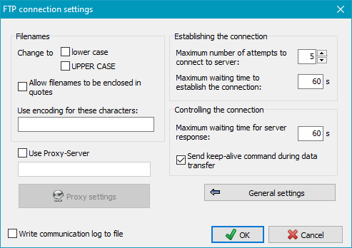 FTP settings