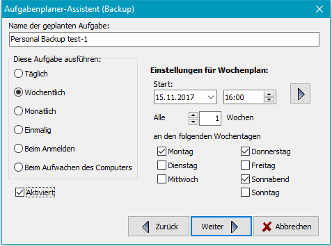 Zeitplan bearbeiten