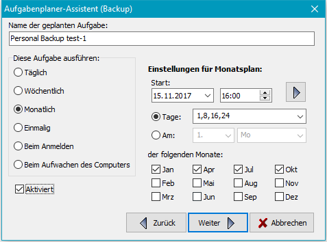 Zeitplan bearbeiten