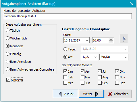 Zeitplan bearbeiten