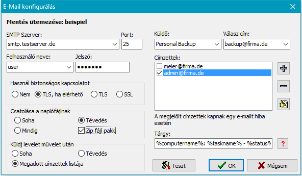Mail settings