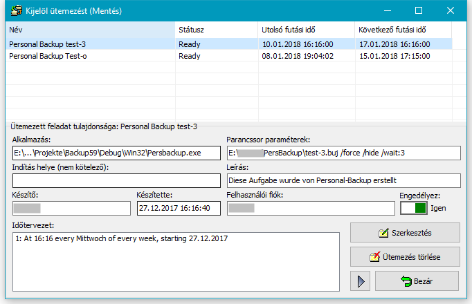 Scheduled tasks